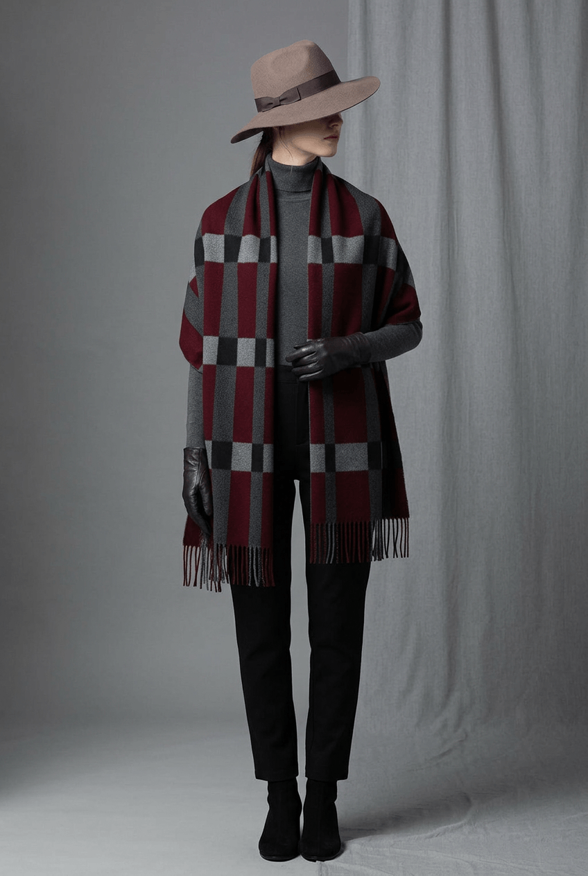 Smooth Finish Winter Scarf | Check Pattern