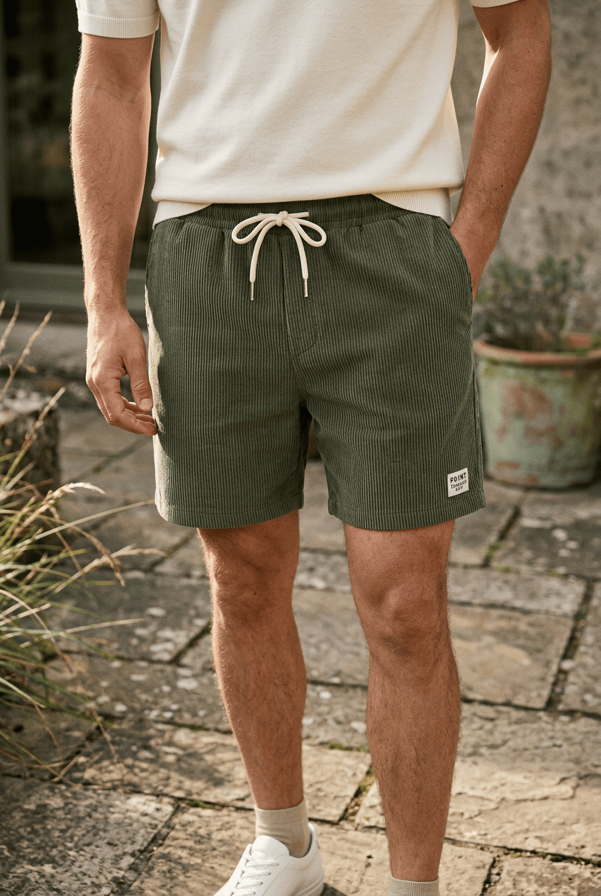 Men’s Ribbed Drawstring Summer Shorts | Slim Fit