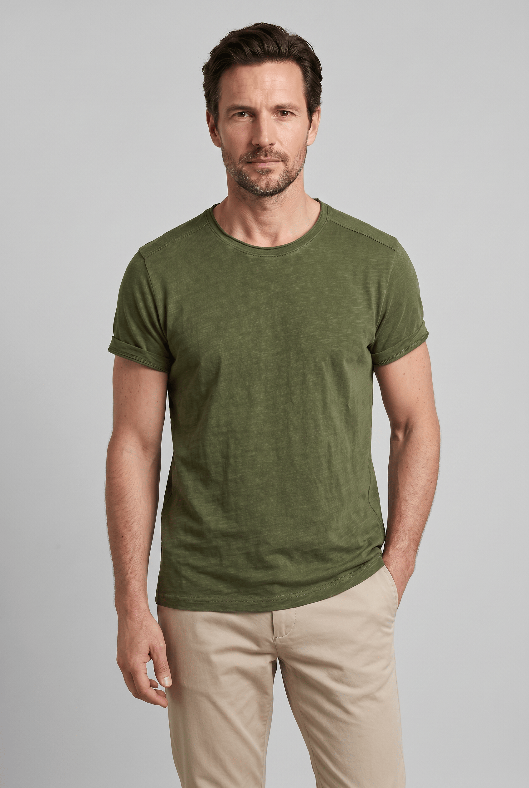 Men’s Crew Neck Short Sleeves Classic Fit T-Shirt | Rolled Sleeves