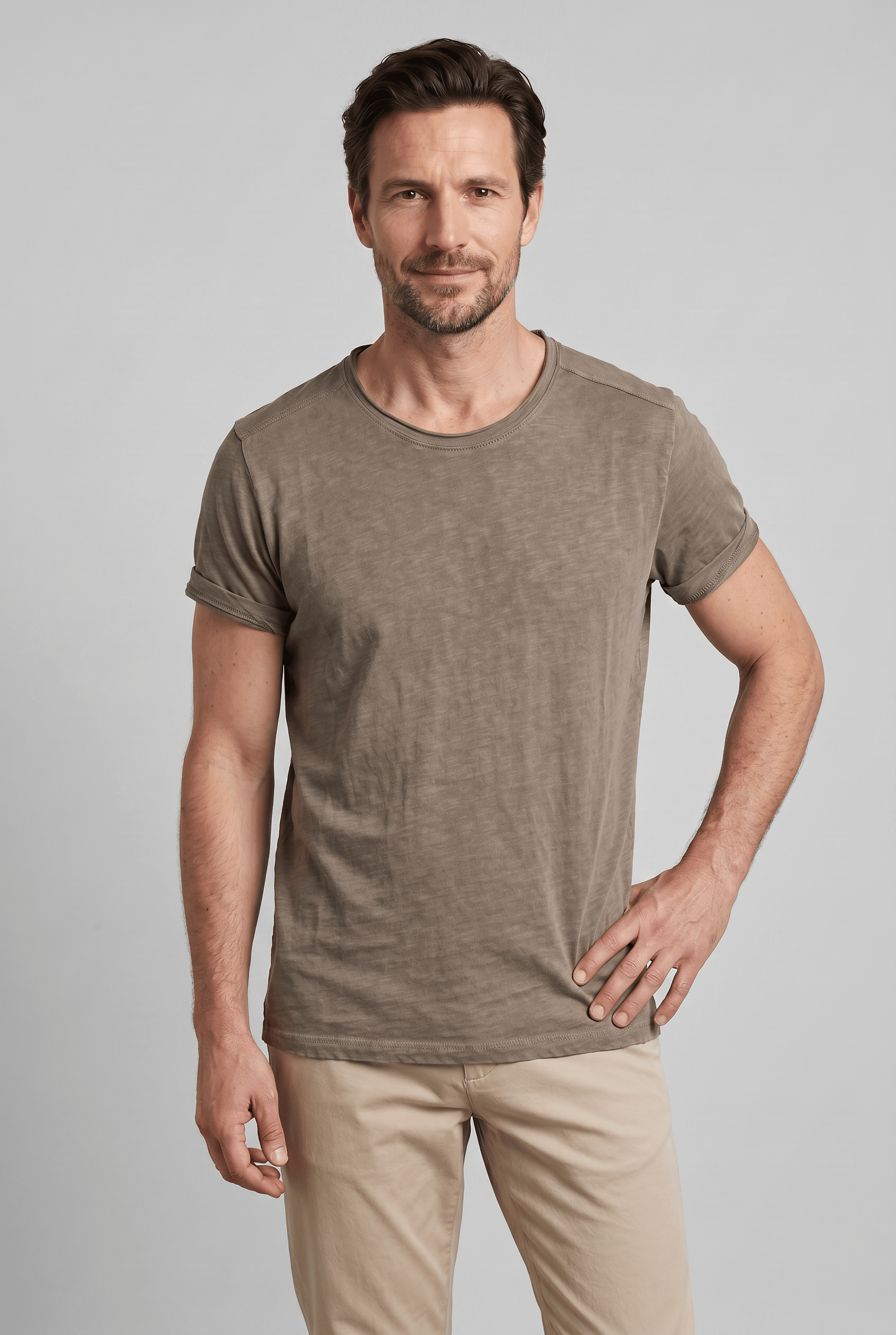 Men’s Crew Neck Short Sleeves Classic Fit T-Shirt | Rolled Sleeves
