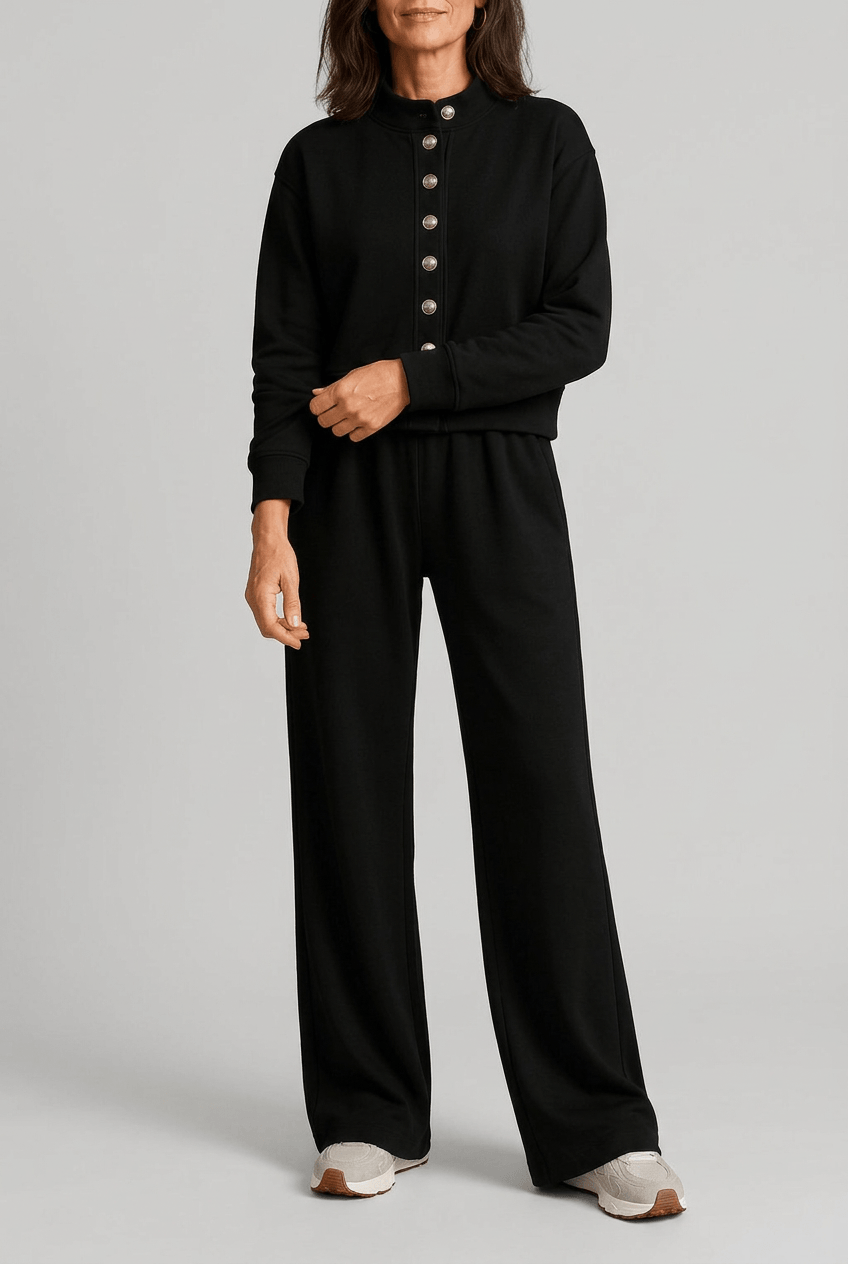 Women's Loungewear Set | Button Front Cardigan & Wide Leg Joggers