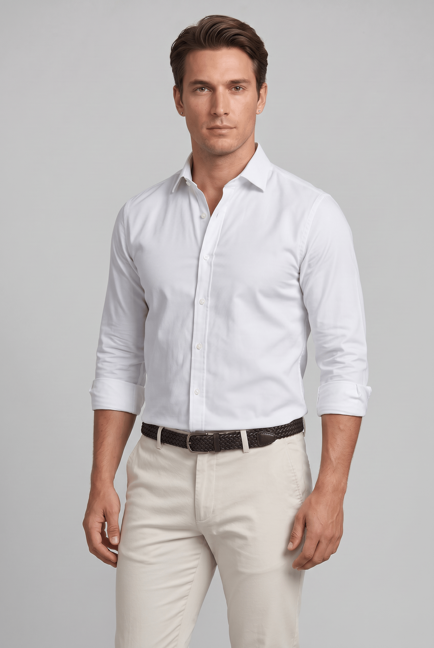 Men’s Collared Long Sleeve Button-Down Shirt | Button Cuffs