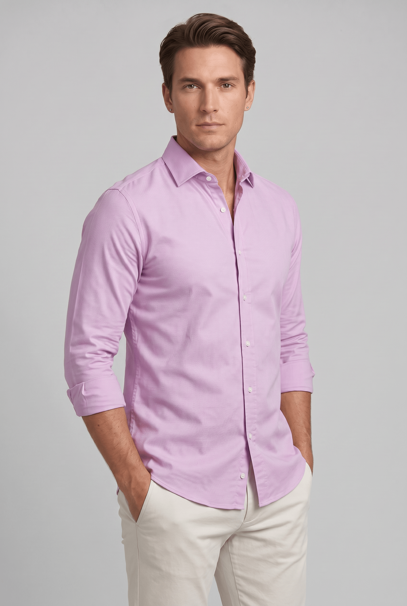 Men’s Collared Long Sleeve Button-Down Shirt | Button Cuffs