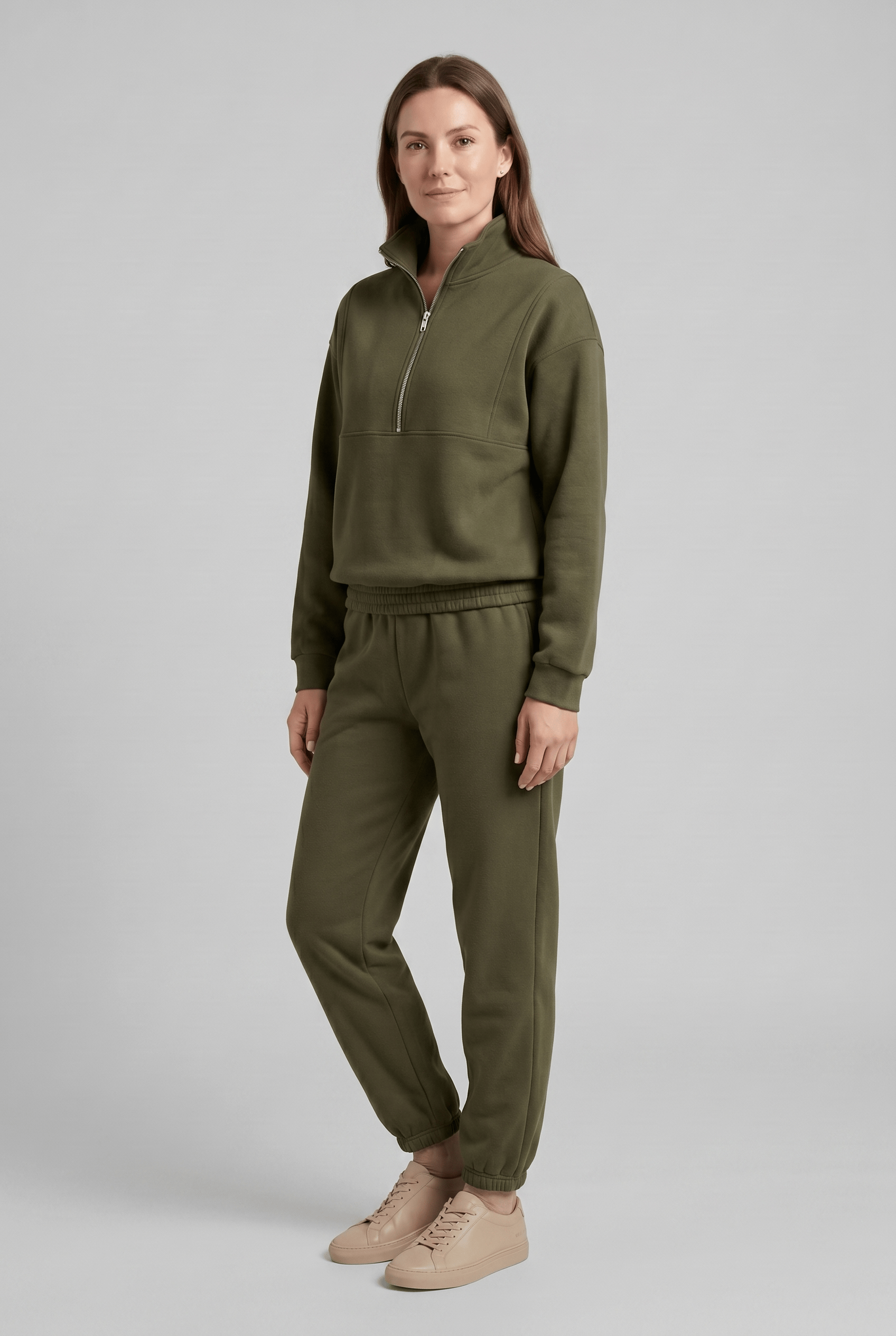 Women’s Stand Collar Zip Up Tracksuit Set | Ribbed Cuff