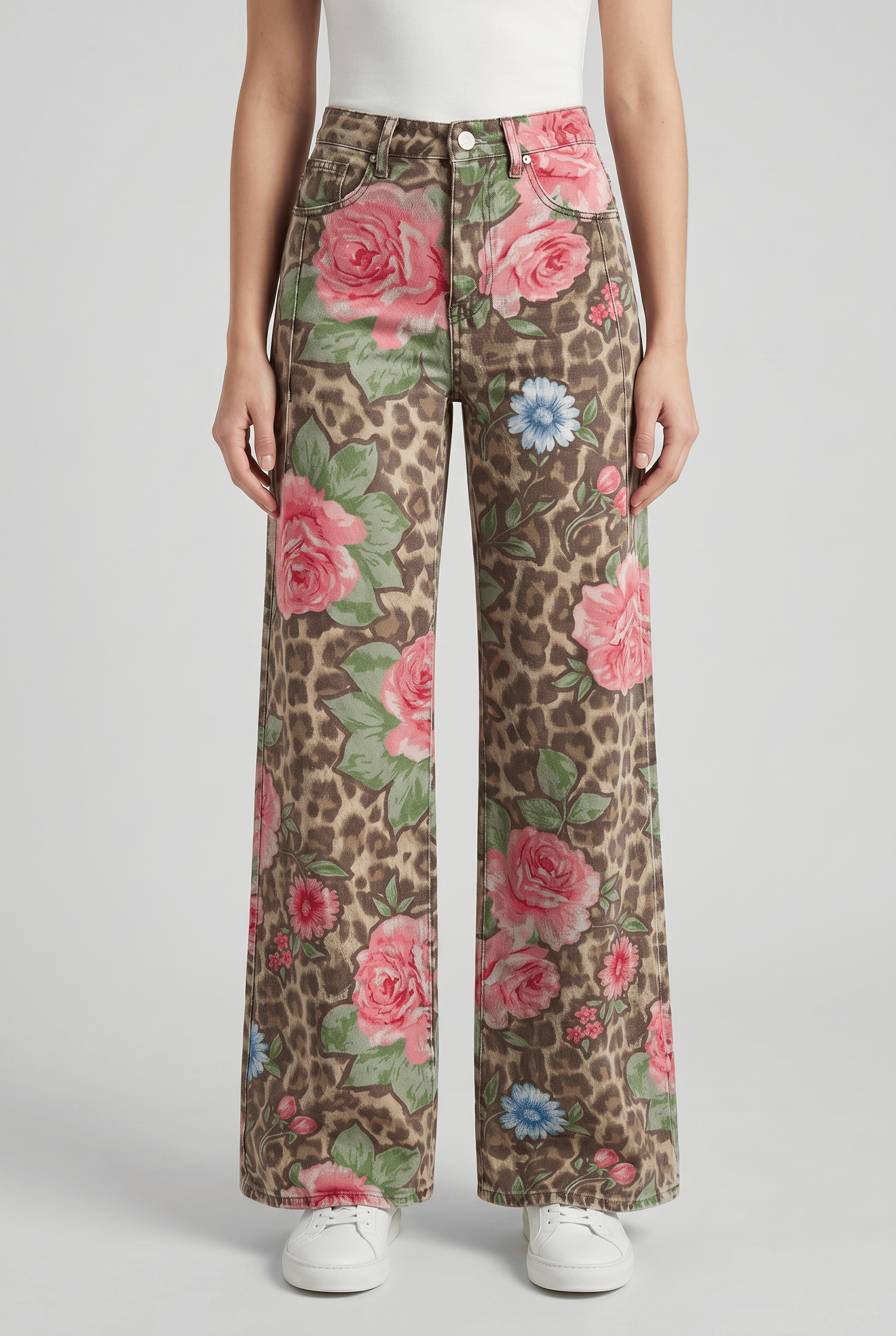 Women’s Floral Wide Leg High Waist Trousers | Vintage