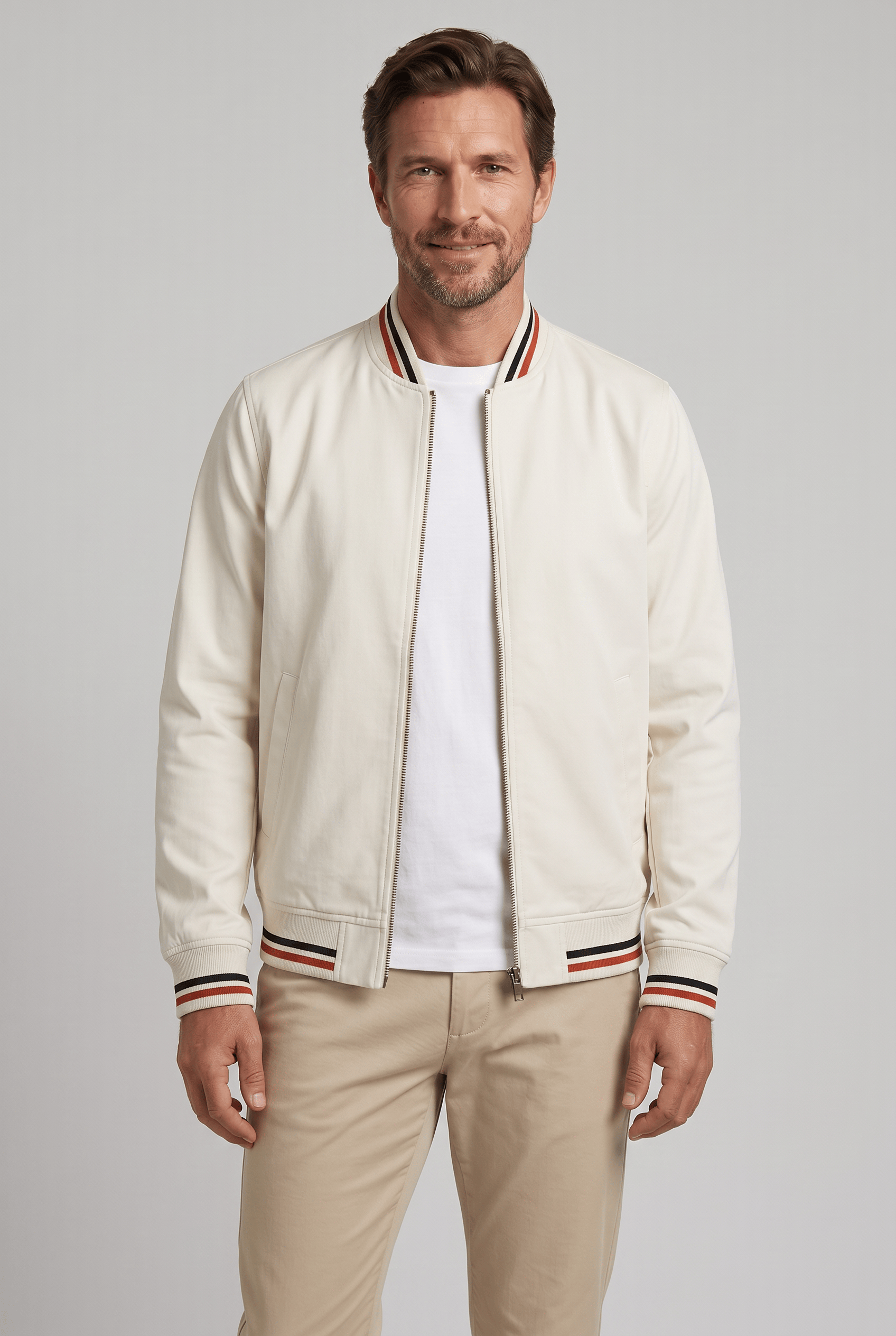 Men’s Classic Bomber Ribbed Trim Jacket | Zip-Up