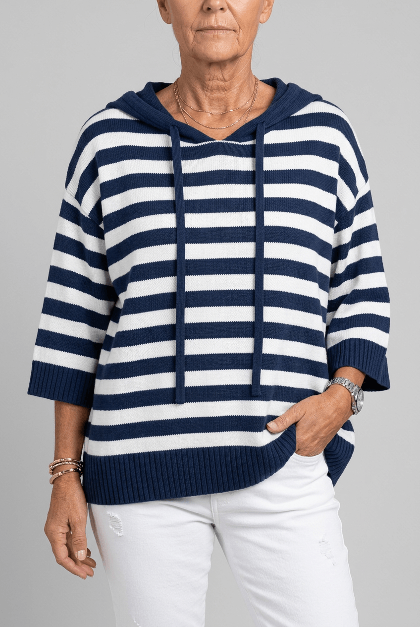 Oversized Hooded Women's Jumper | Striped Pattern