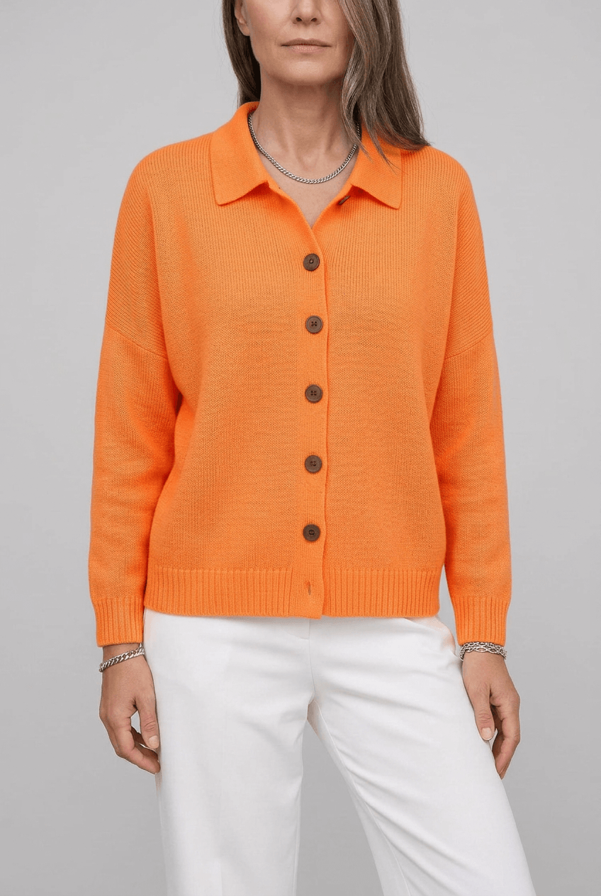 Women's Knit Cardigan | Polo Collar and Button Front