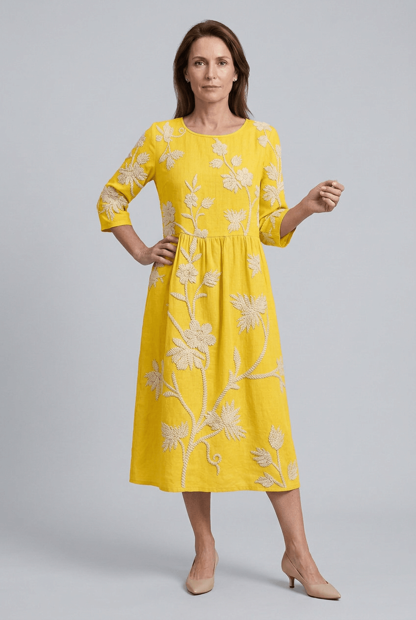 Women's Wedding Guest Dress Midi | Gathered Waist & A-Line Skirt