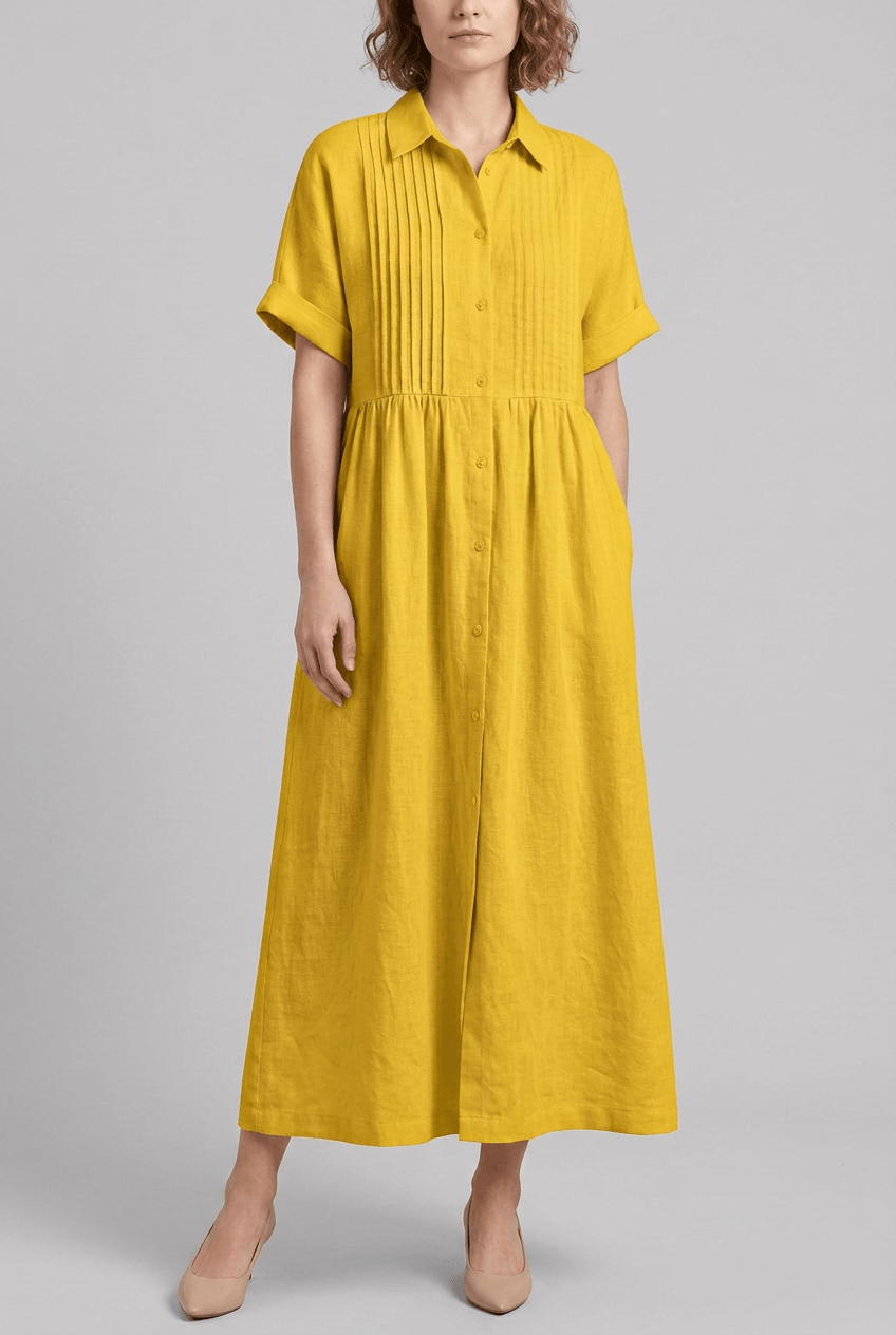 Women's Maxi Shirt Dress | Smocked Waist & Full-Length Skirt