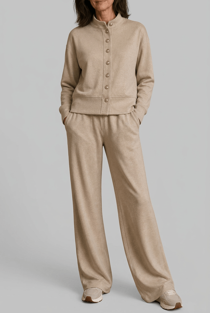 Women's Loungewear Set | Button Front Cardigan & Wide Leg Joggers