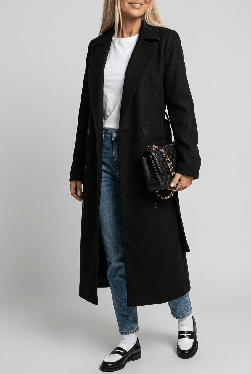 Women's Belted Trench Coat | Button Front & Flap Pockets
