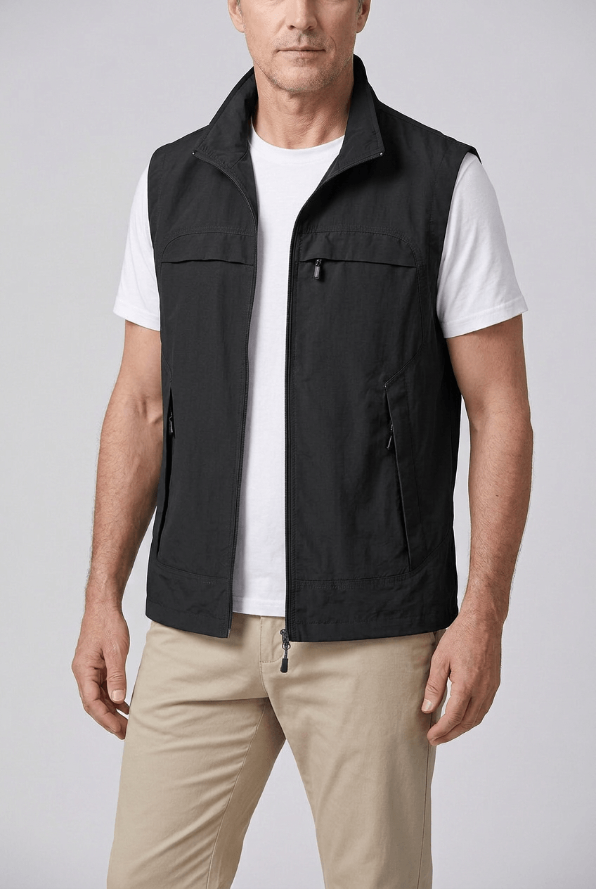 Men's Gilet | Zip Pockets & Stand Collar