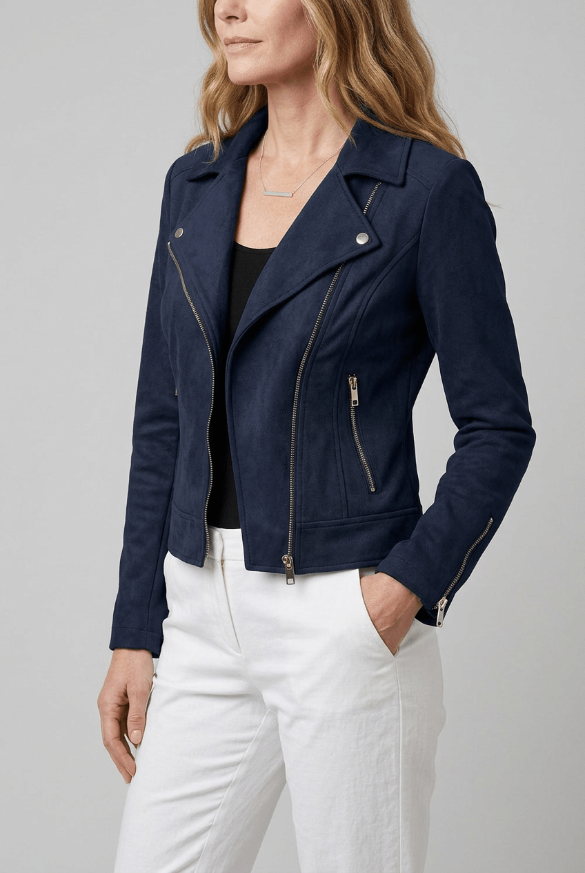 Women's Cropped Biker Jacket | Asymmetric Zip