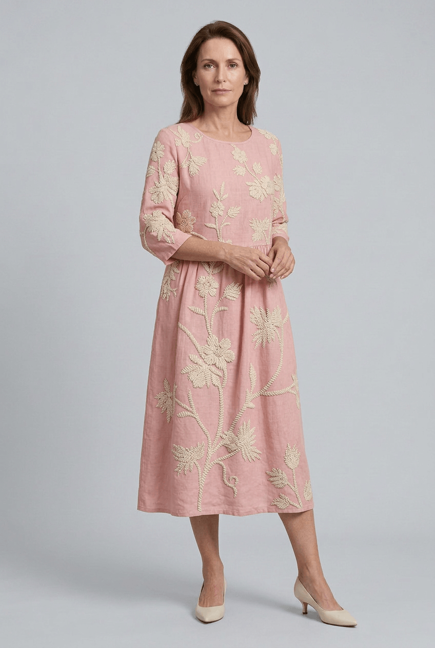 Women's Wedding Guest Dress Midi | Gathered Waist & A-Line Skirt