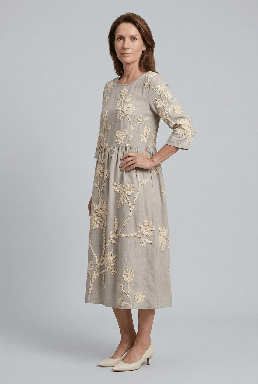 Women's Wedding Guest Dress Midi | Gathered Waist & A-Line Skirt