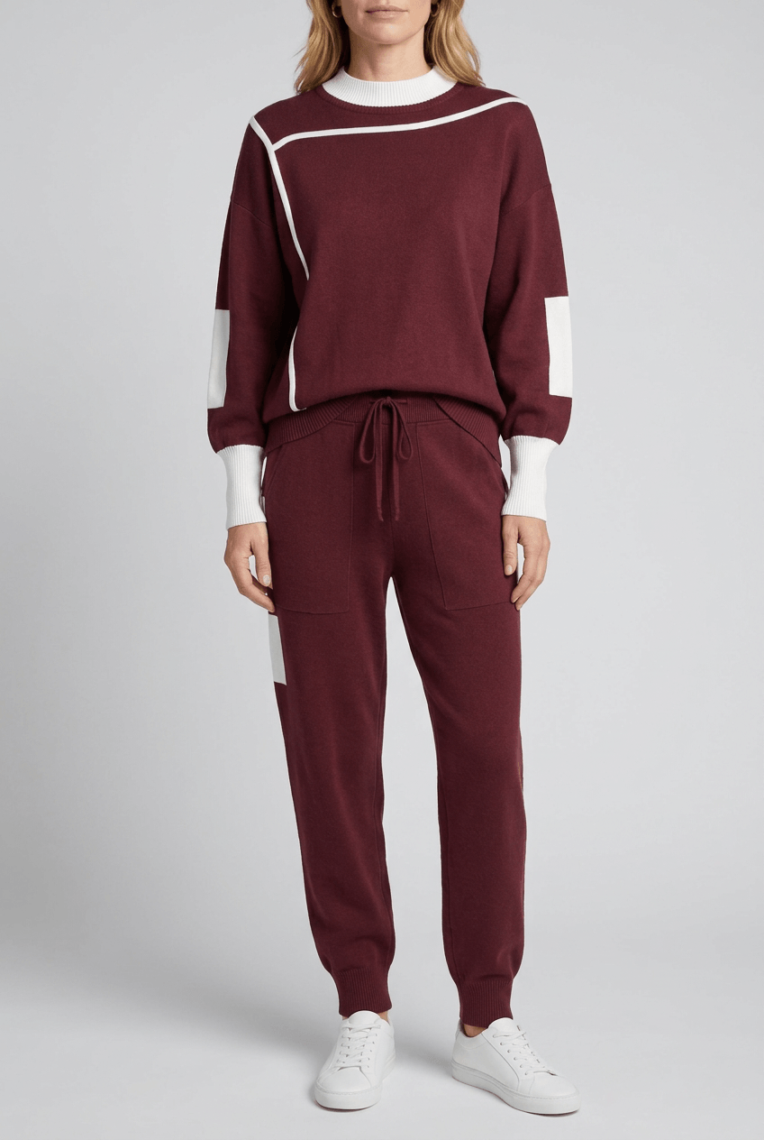 Women's Knitted Loungewear Set | Contrast Trim