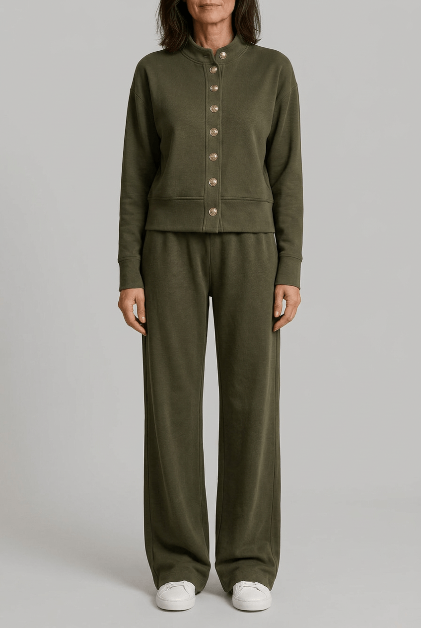 Women's Loungewear Set | Button Front Cardigan & Wide Leg Joggers