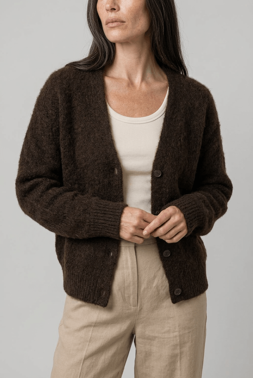 Women's Oversized Cardigan | Fluffy Knit & Button Front