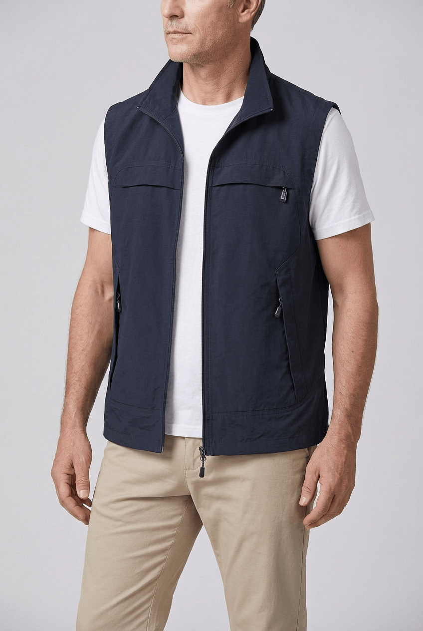 Men's Gilet | Zip Pockets & Stand Collar