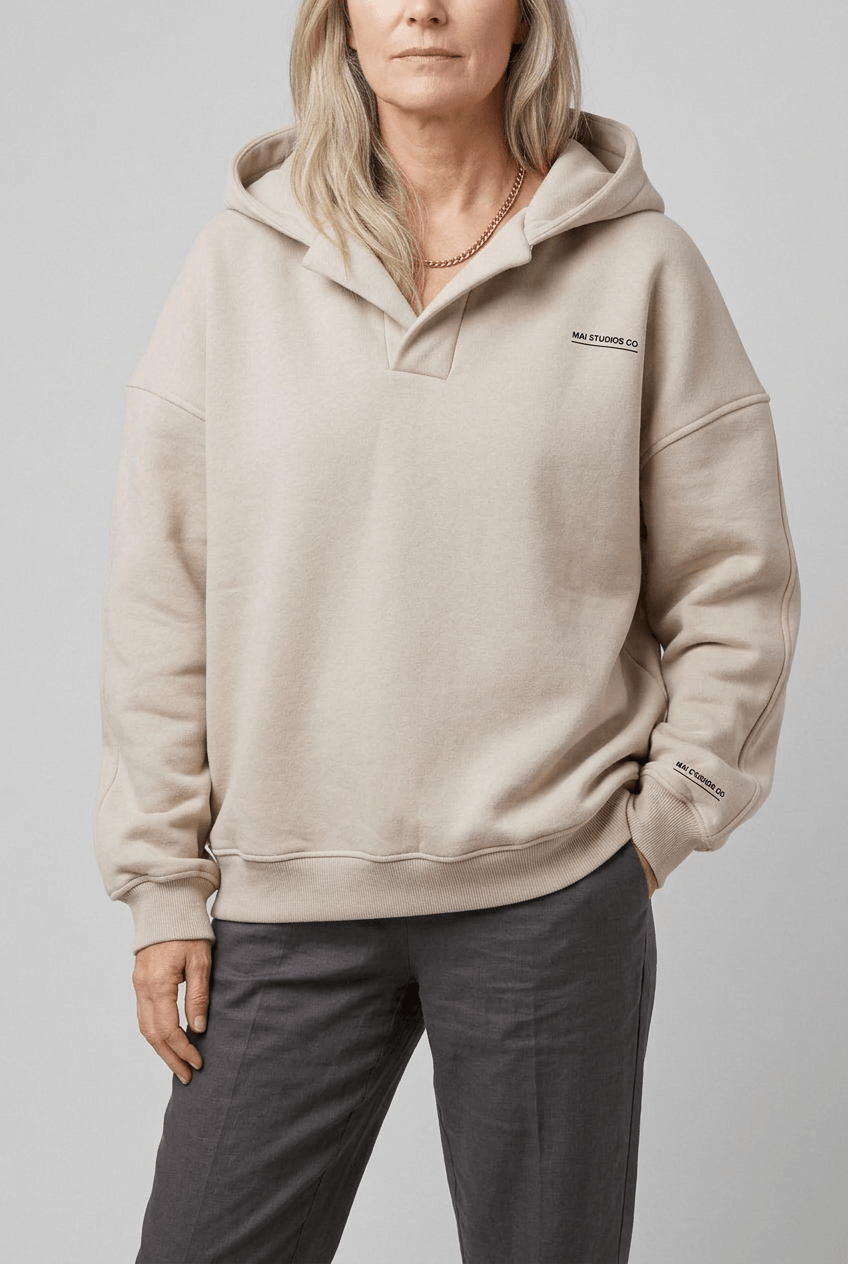 Women's Hooded Jumper | Ribbed Cuffs & Logo Print