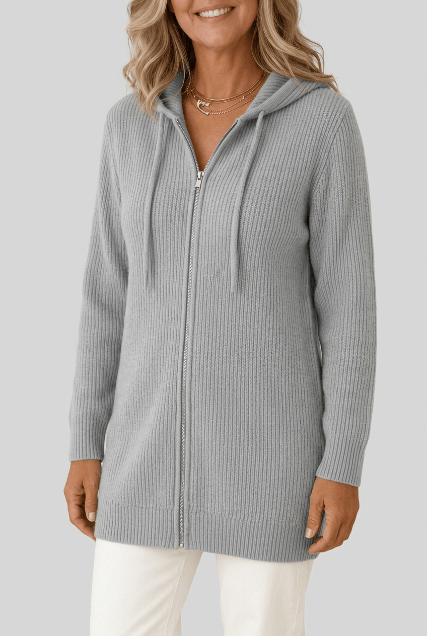 Women's Hooded Cardigan | Ribbed Knit & Full Zip