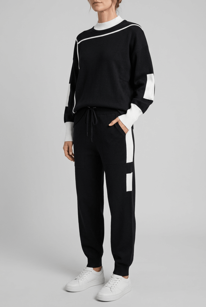 Women's Knitted Loungewear Set | Contrast Trim