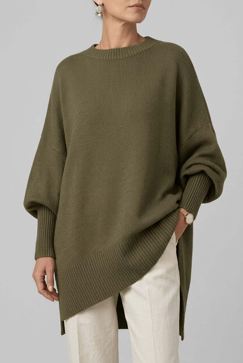 Women's Oversized Jumper | Side Split Longline Hem
