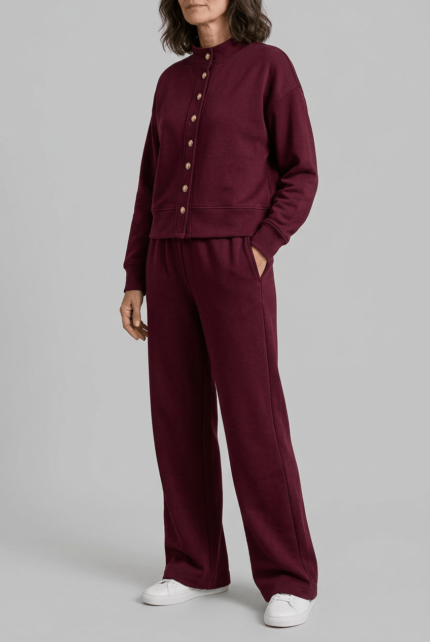 Women's Loungewear Set | Button Front Cardigan & Wide Leg Joggers