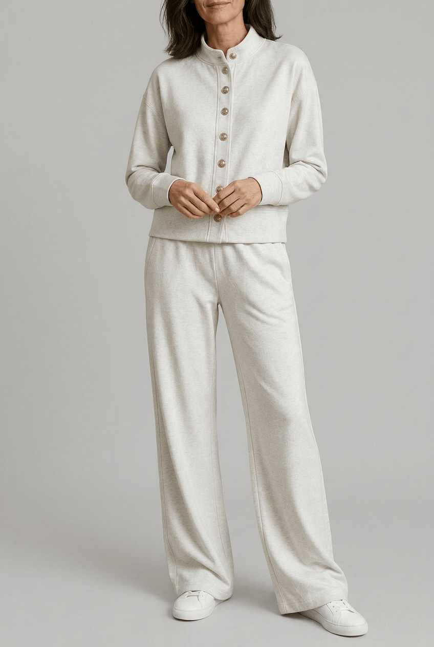 Women's Loungewear Set | Button Front Cardigan & Wide Leg Joggers