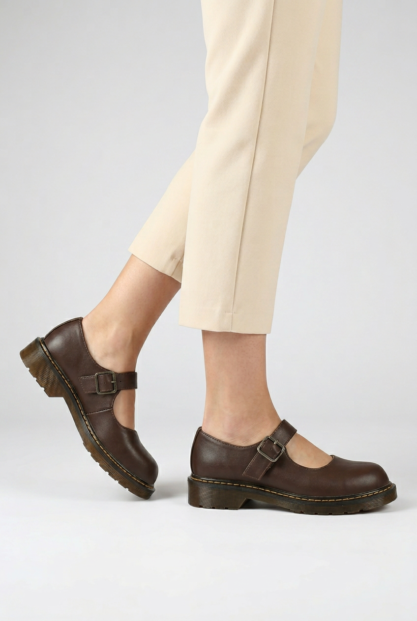 Women's Round Toe Flat Buckle Shoes | Casual