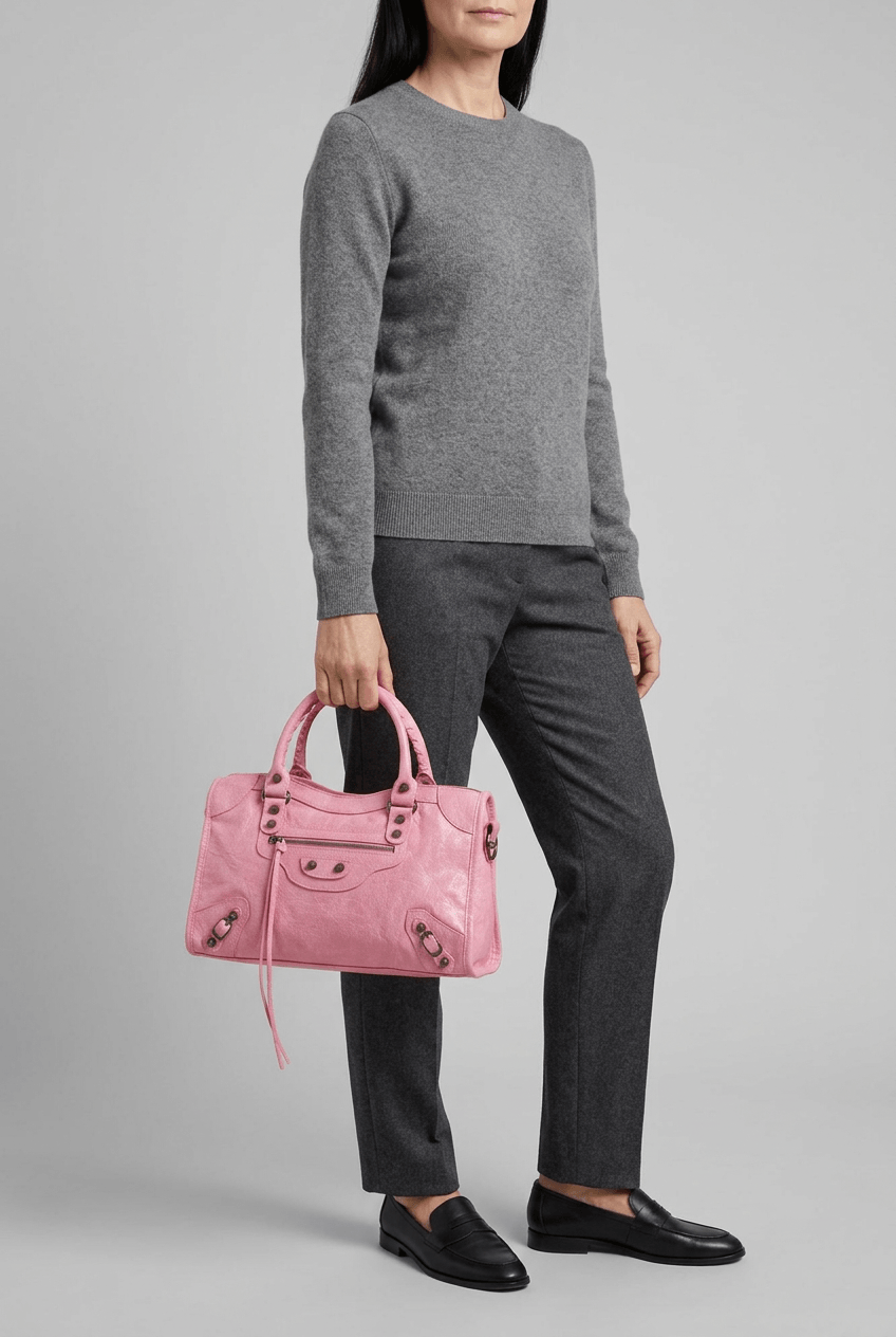 Women's Studded Handbag | Woven Top Handles