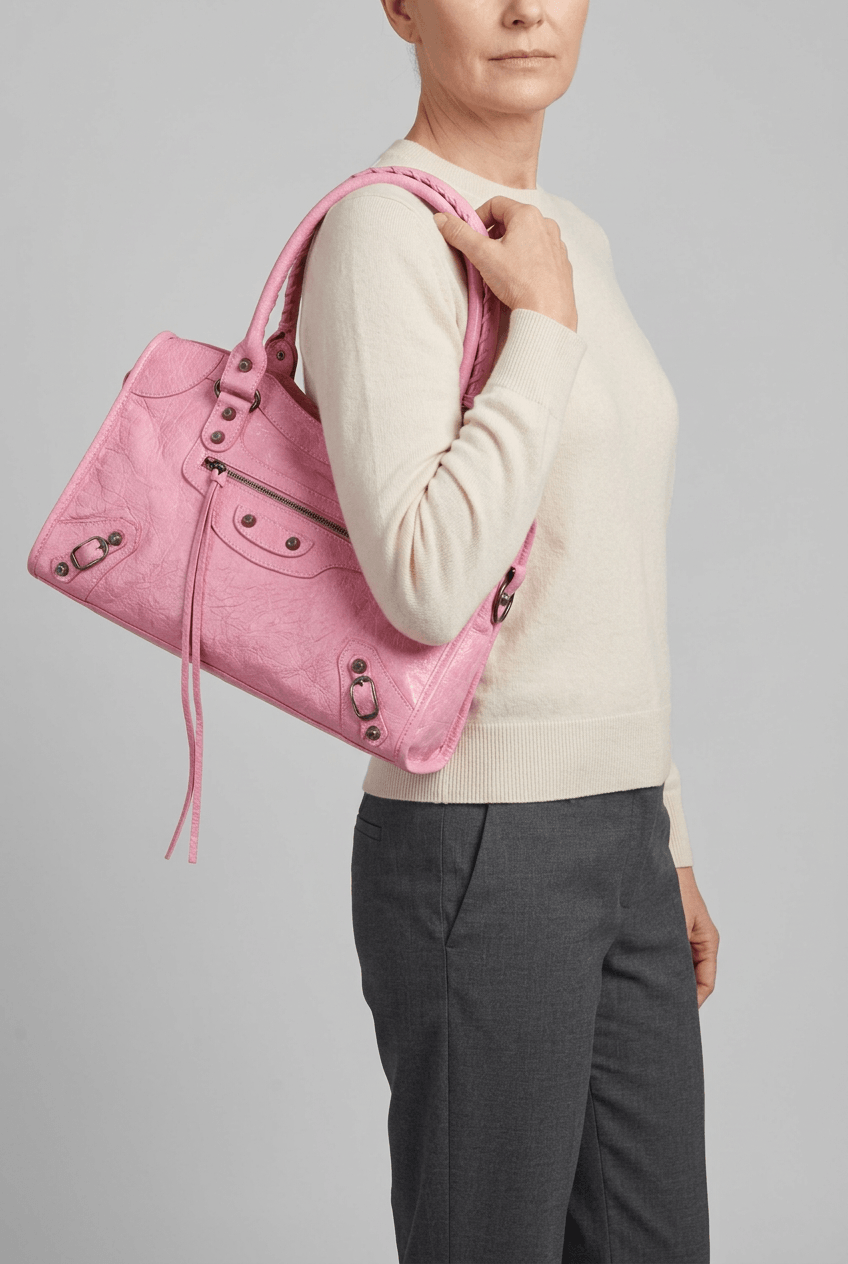 Women's Studded Handbag | Woven Top Handles