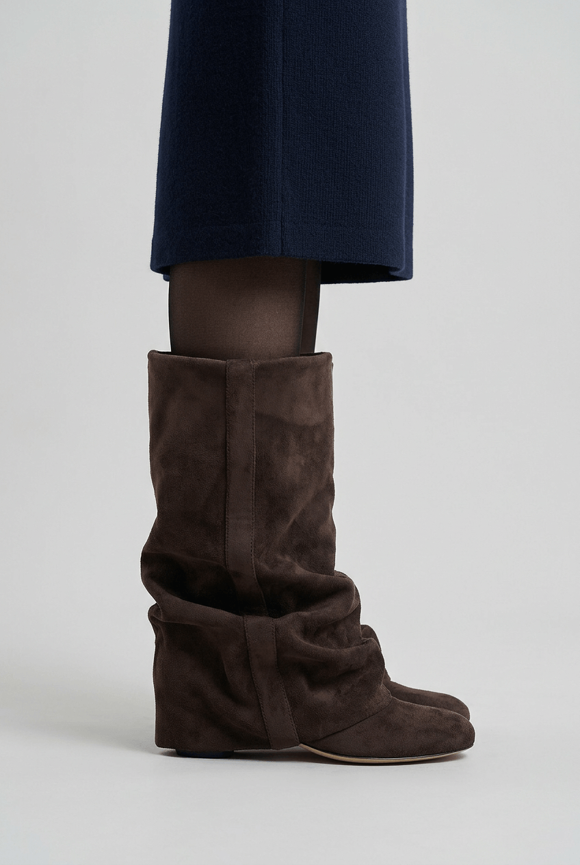 Women's Slouchy Knee High Boots | Round Toe & Hidden Heel