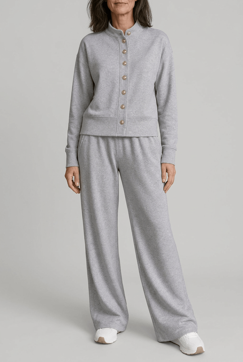 Women's Loungewear Set | Button Front Cardigan & Wide Leg Joggers