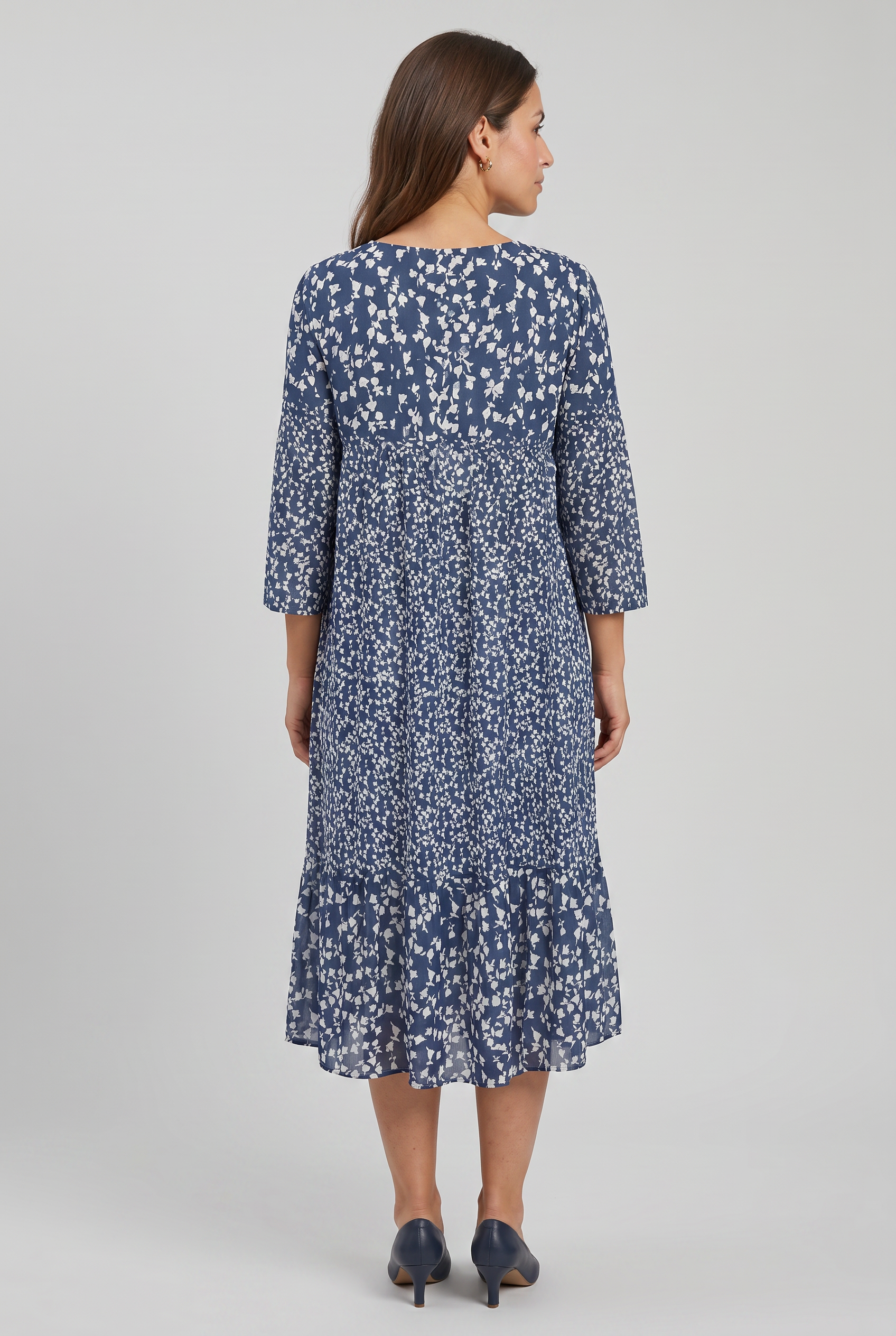 Women's V-Neck 3/4 Sleeves Boho Flared A-Line Dress | Printed