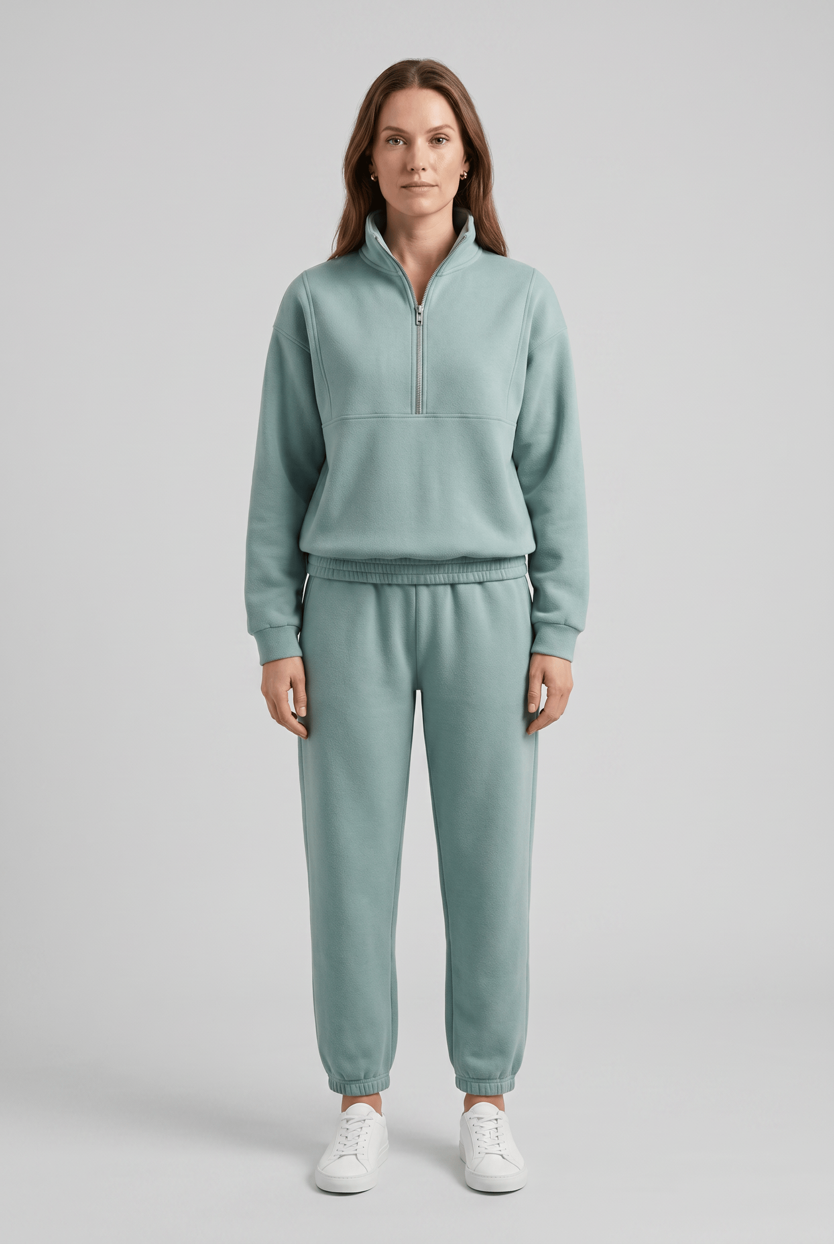Women’s Stand Collar Zip Up Tracksuit Set | Ribbed Cuff