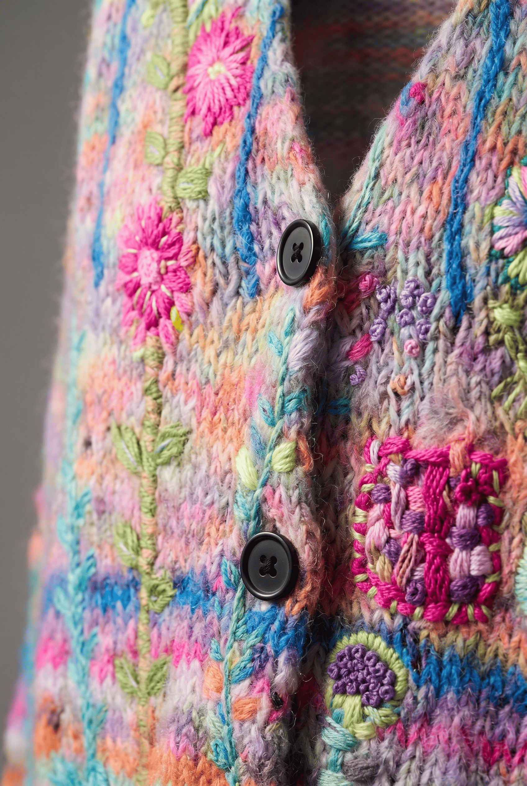 Women's V-Neck Floral Print Knit Cardigan | Button Up