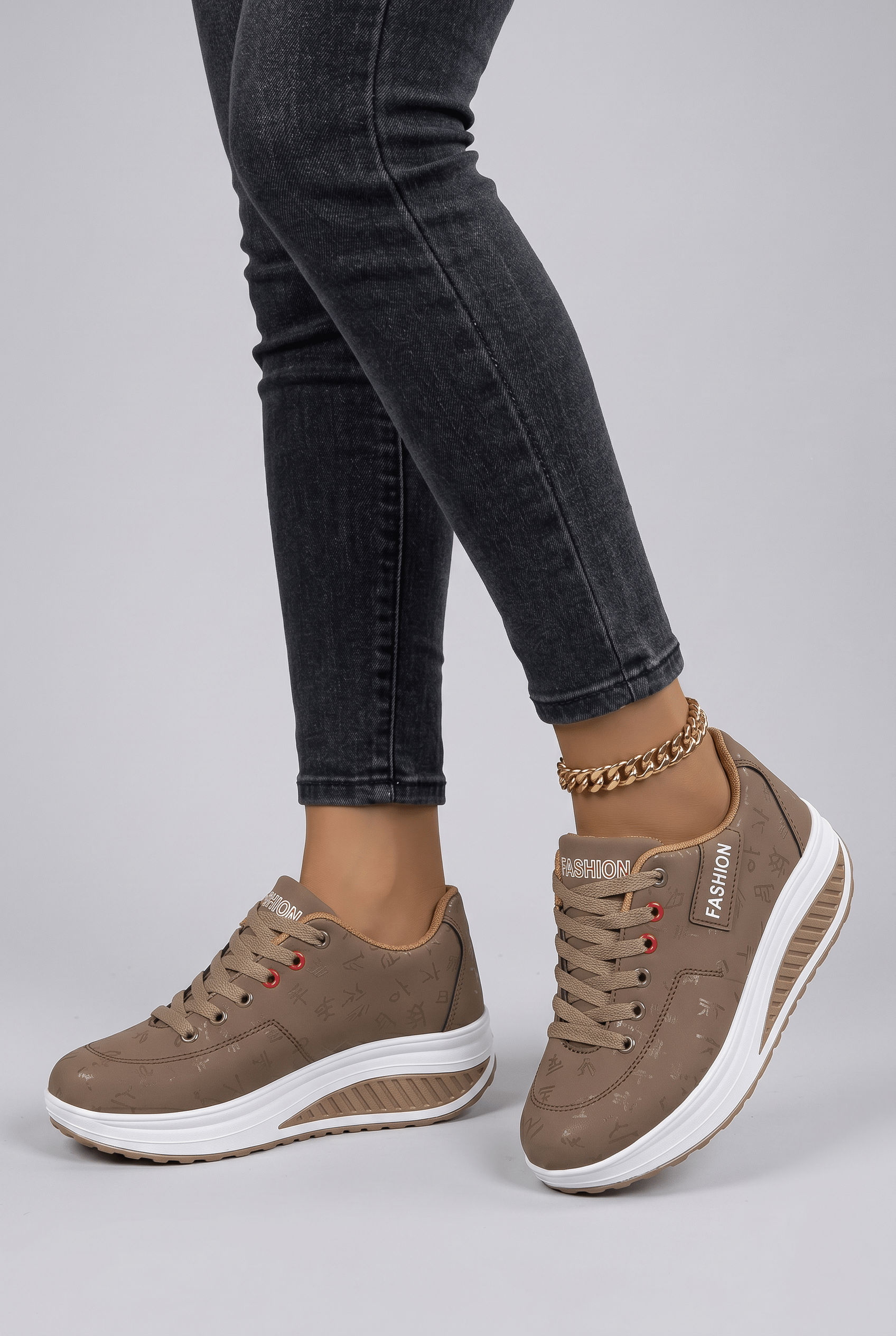 Women's Lace-Up Casual Platform Trainers | Round Toe