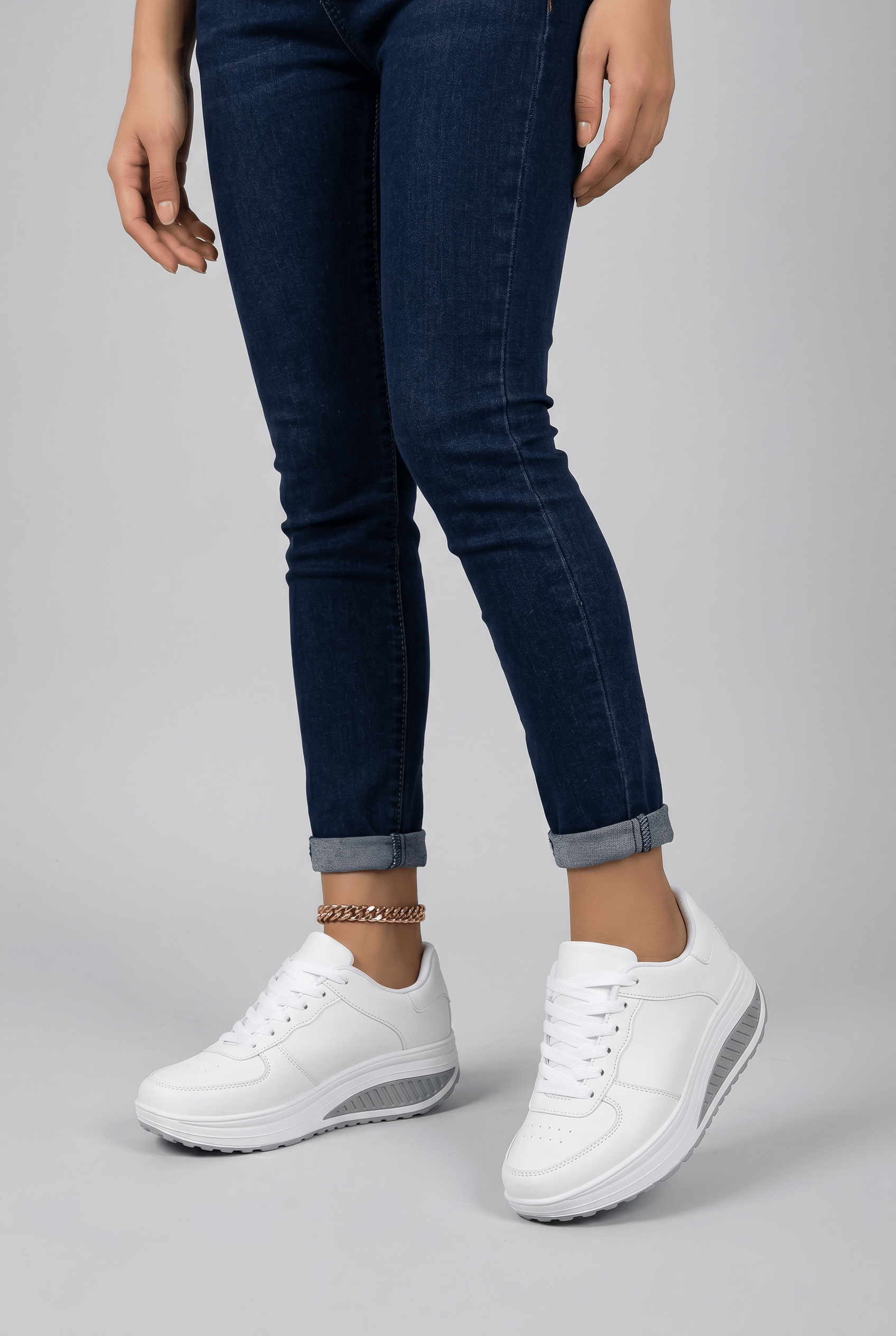 Women's Lace-Up Casual Platform Trainers | Round Toe
