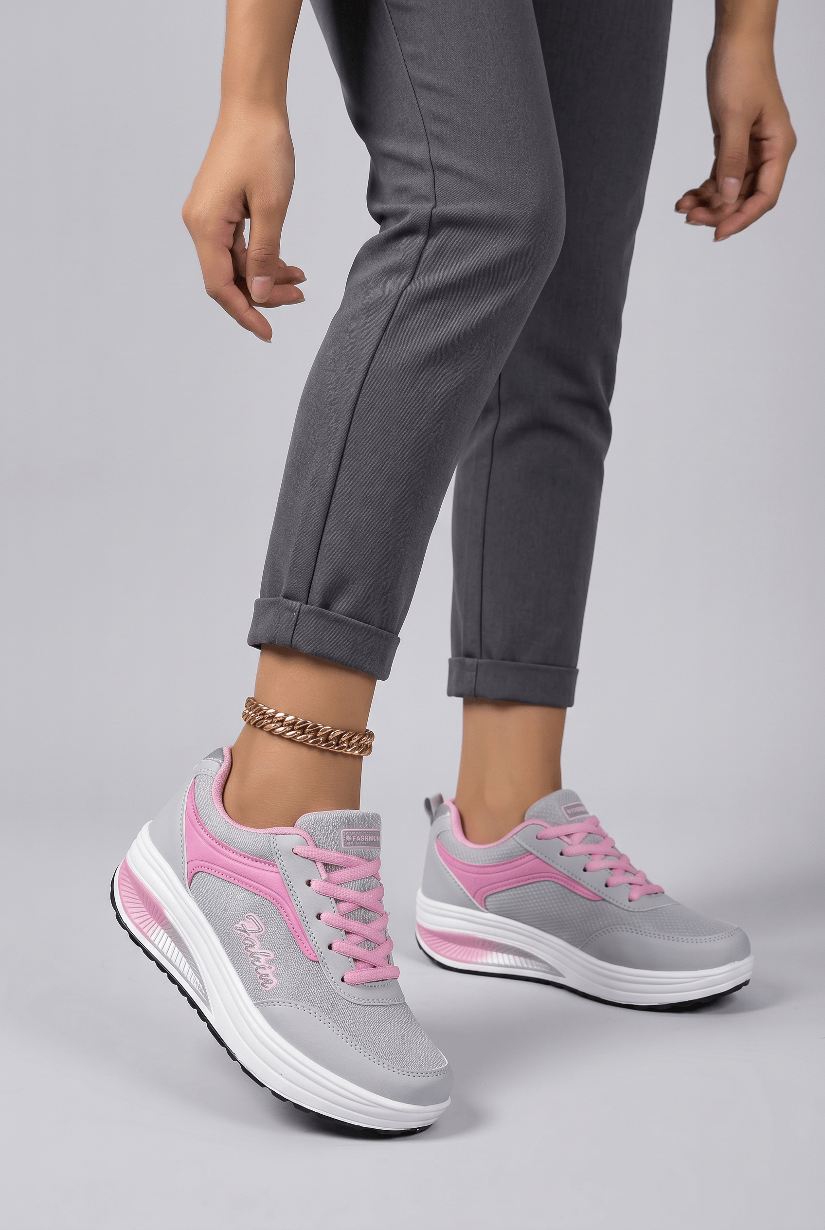 Women's Lace-Up Casual Platform Trainers | Round Toe
