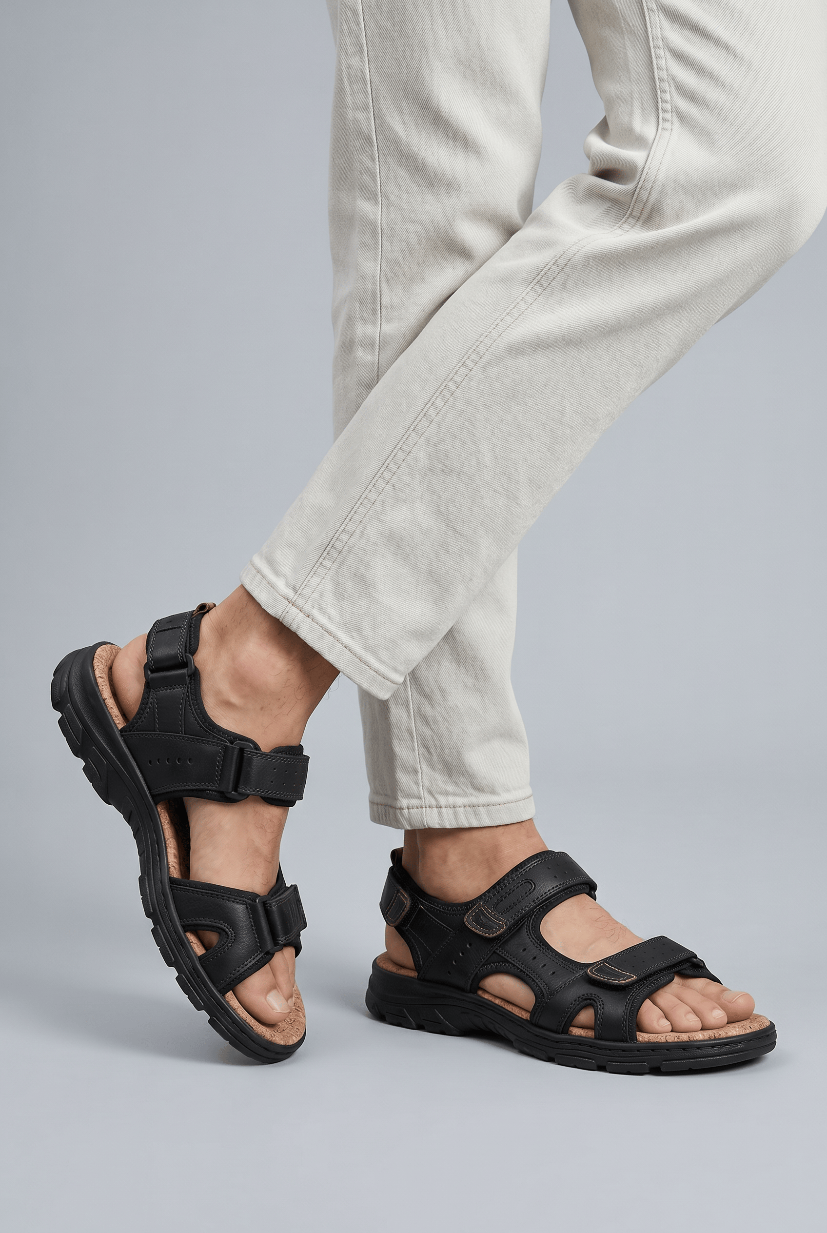 Men's Outdoor Double Velcro Casual Sandals | Open Toe