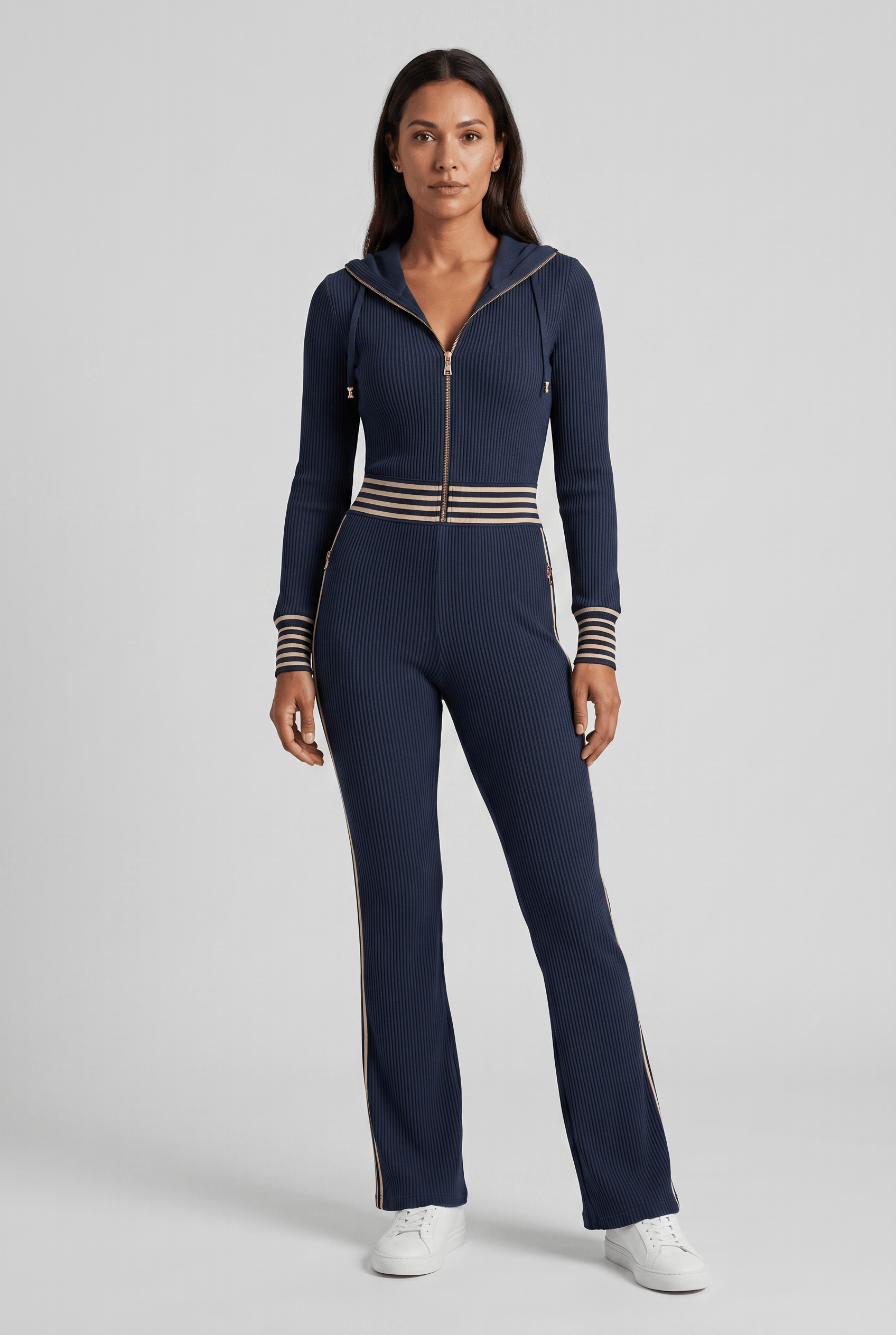 Women’s Slim Fit Zip Up Hooded Jumpsuit | Wide Leg