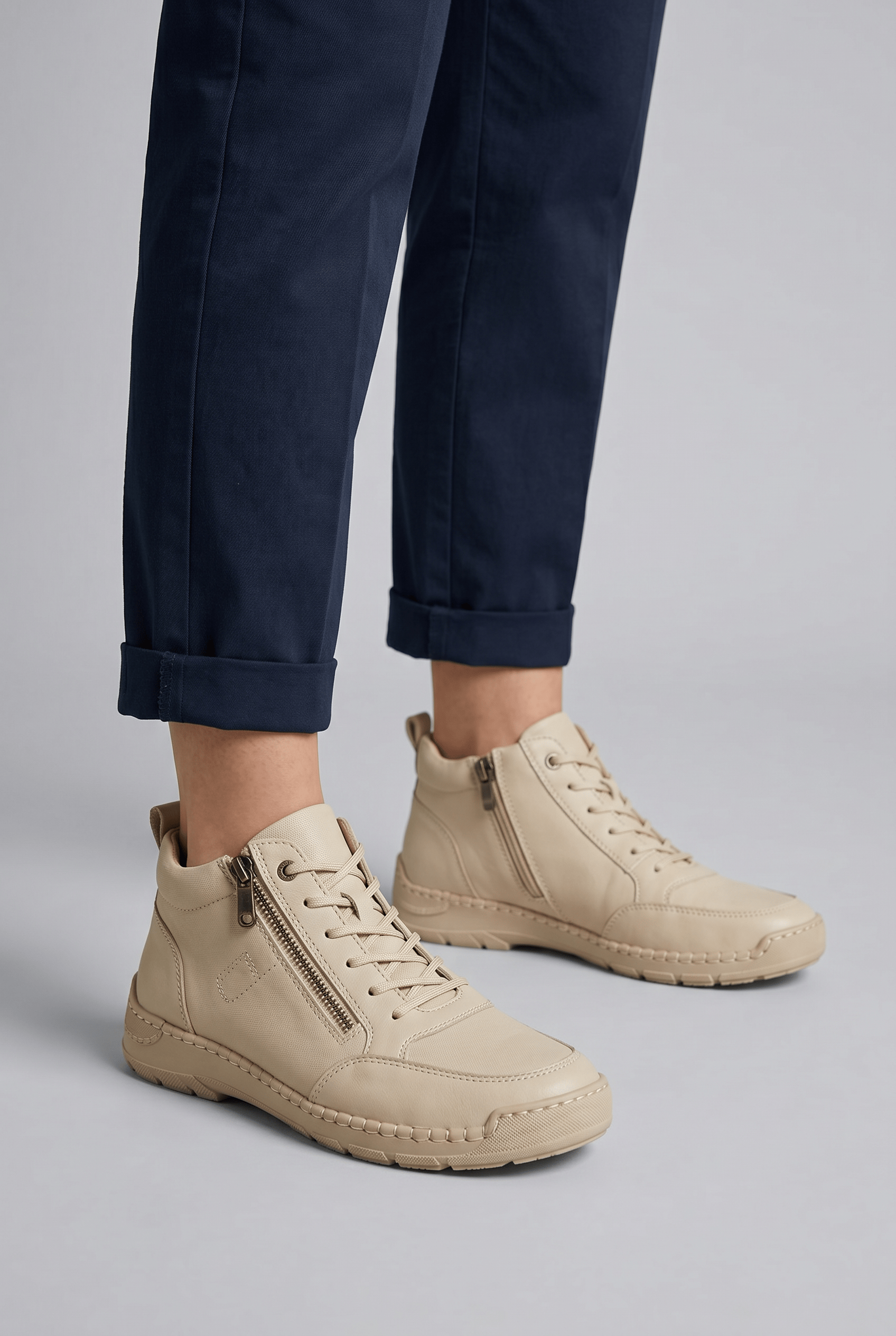 Women’s Casual Ankle Side Zip Trainers | Lace-Up