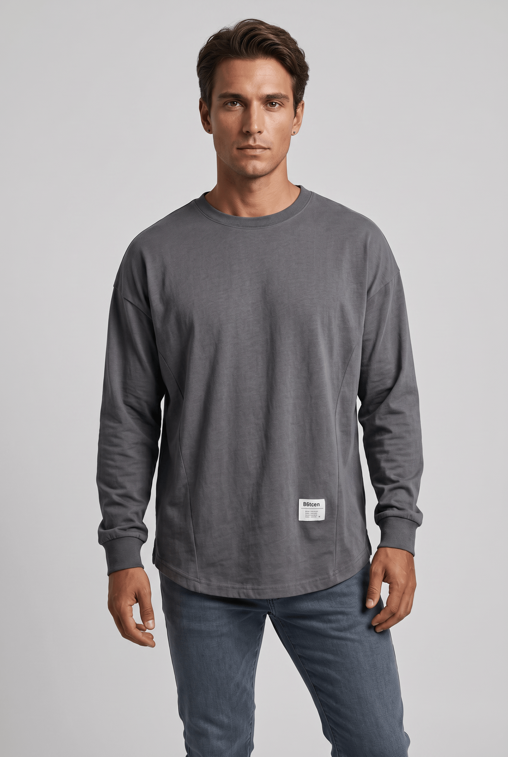 Men's Round Neck Long Sleeves Sweatshirt | Drop Shoulder