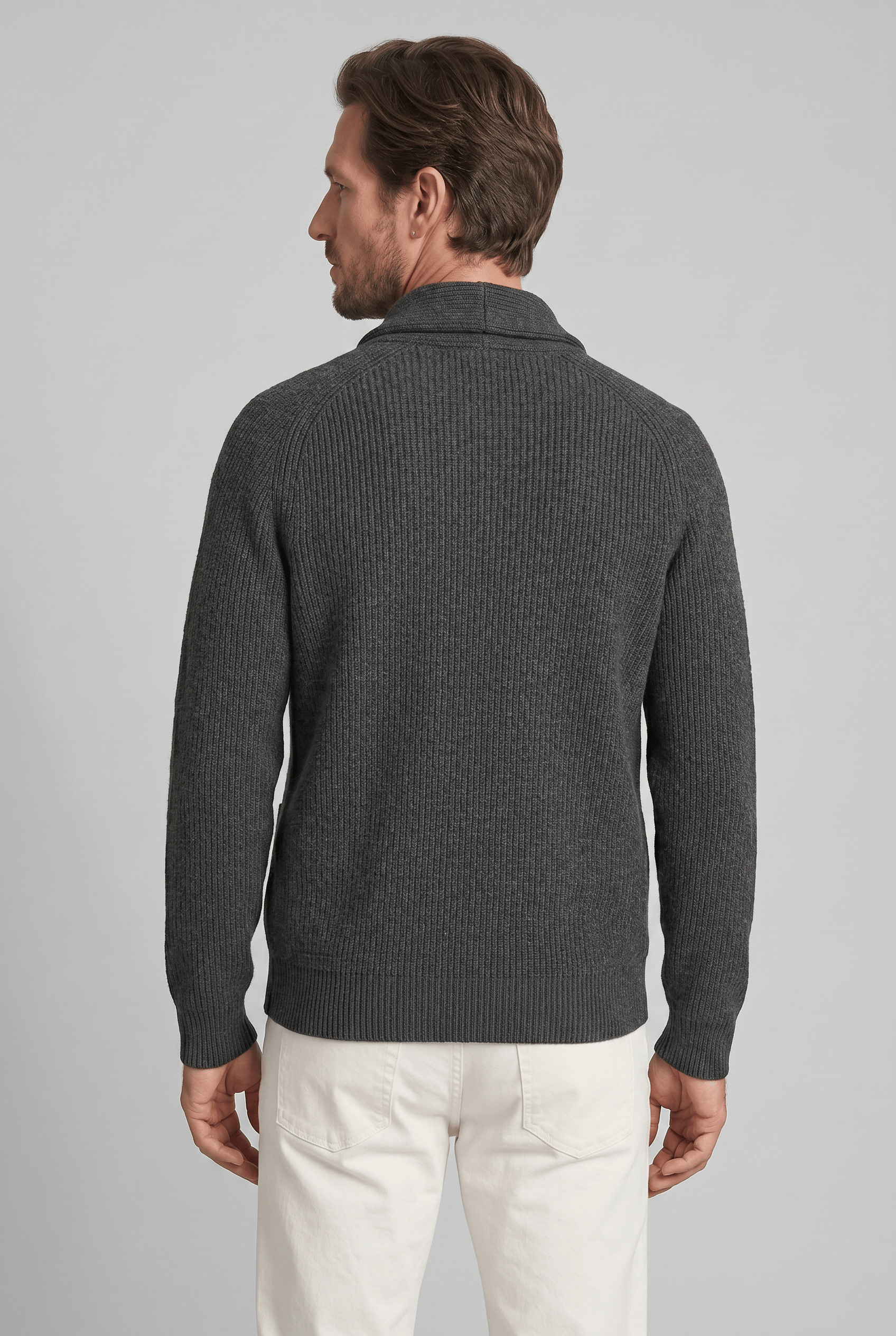 Men’s Collared Ribbed Knit Cardigan | Button Up