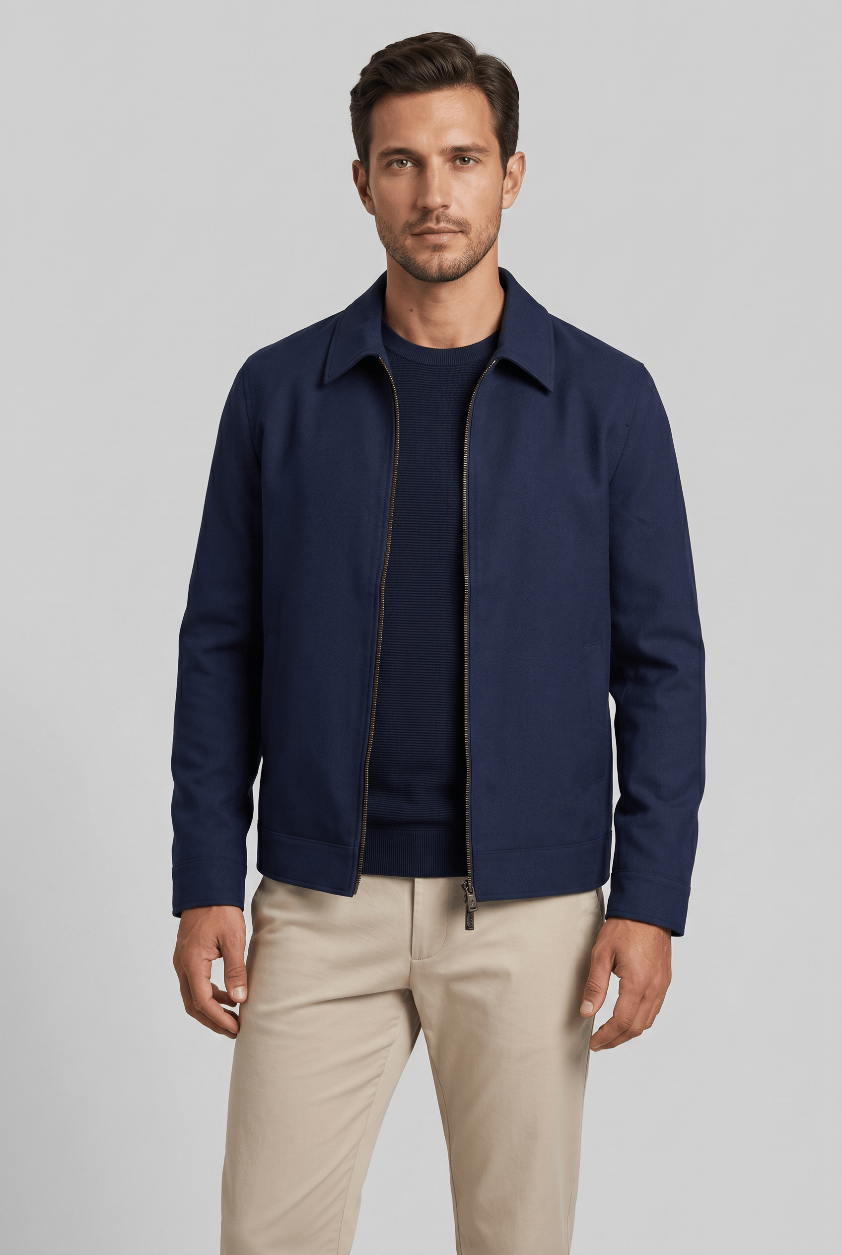 Men’s Zip-Up Collared Bomber Jacket | Casual