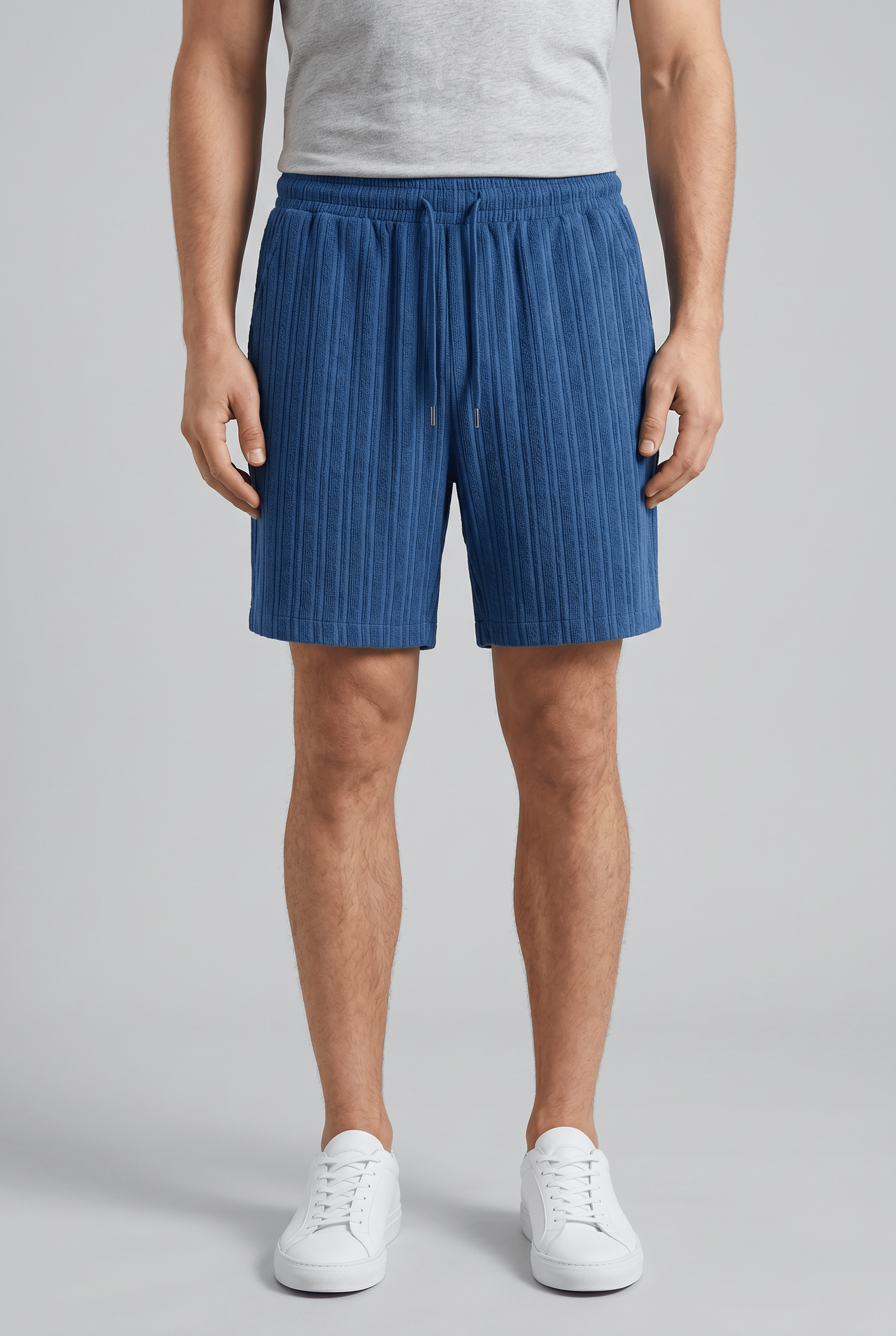 Men’s Ribbed Knit Striped Shorts | Drawstring