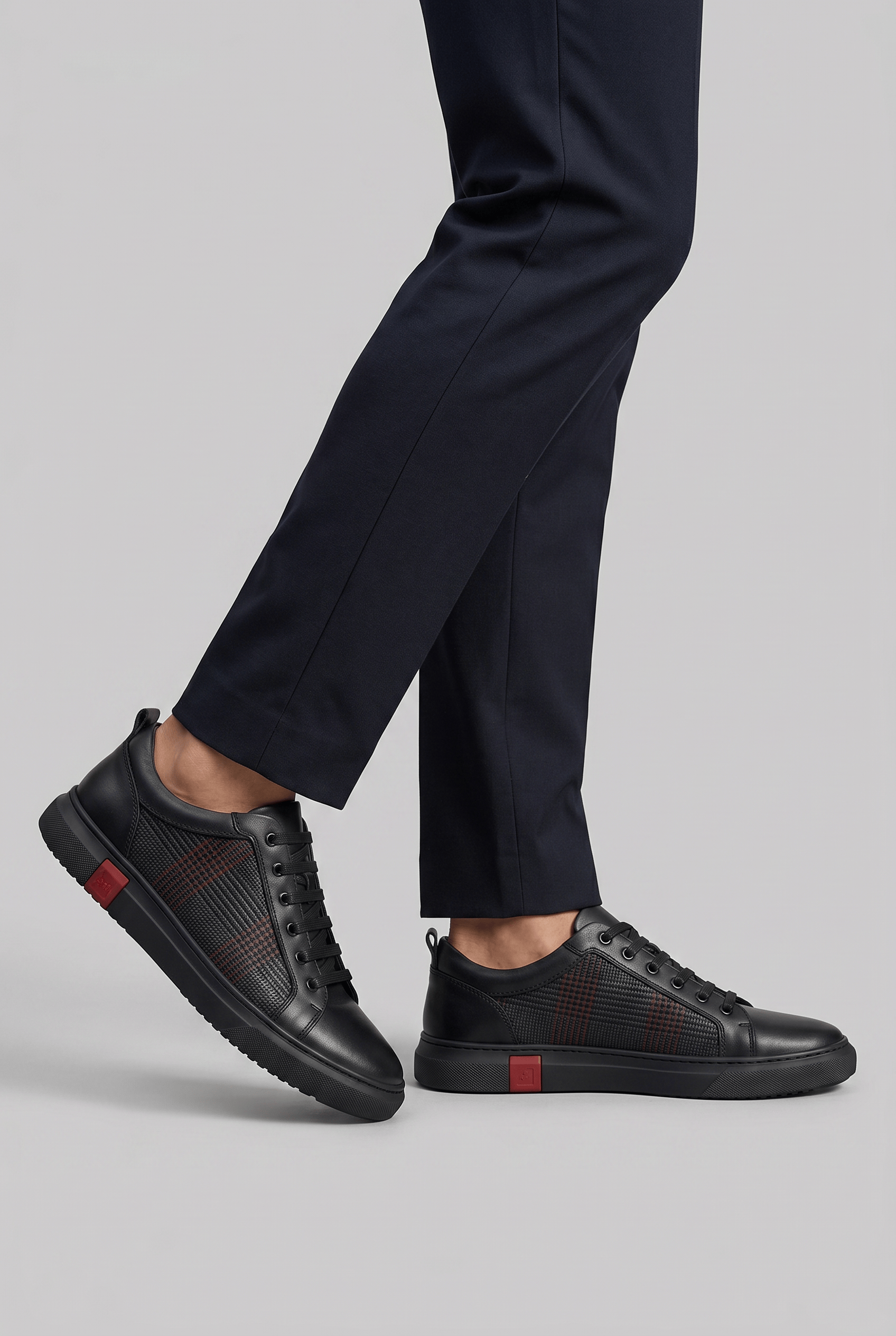 Men's Classic Lace Up Textured Side Trainers | Slip On