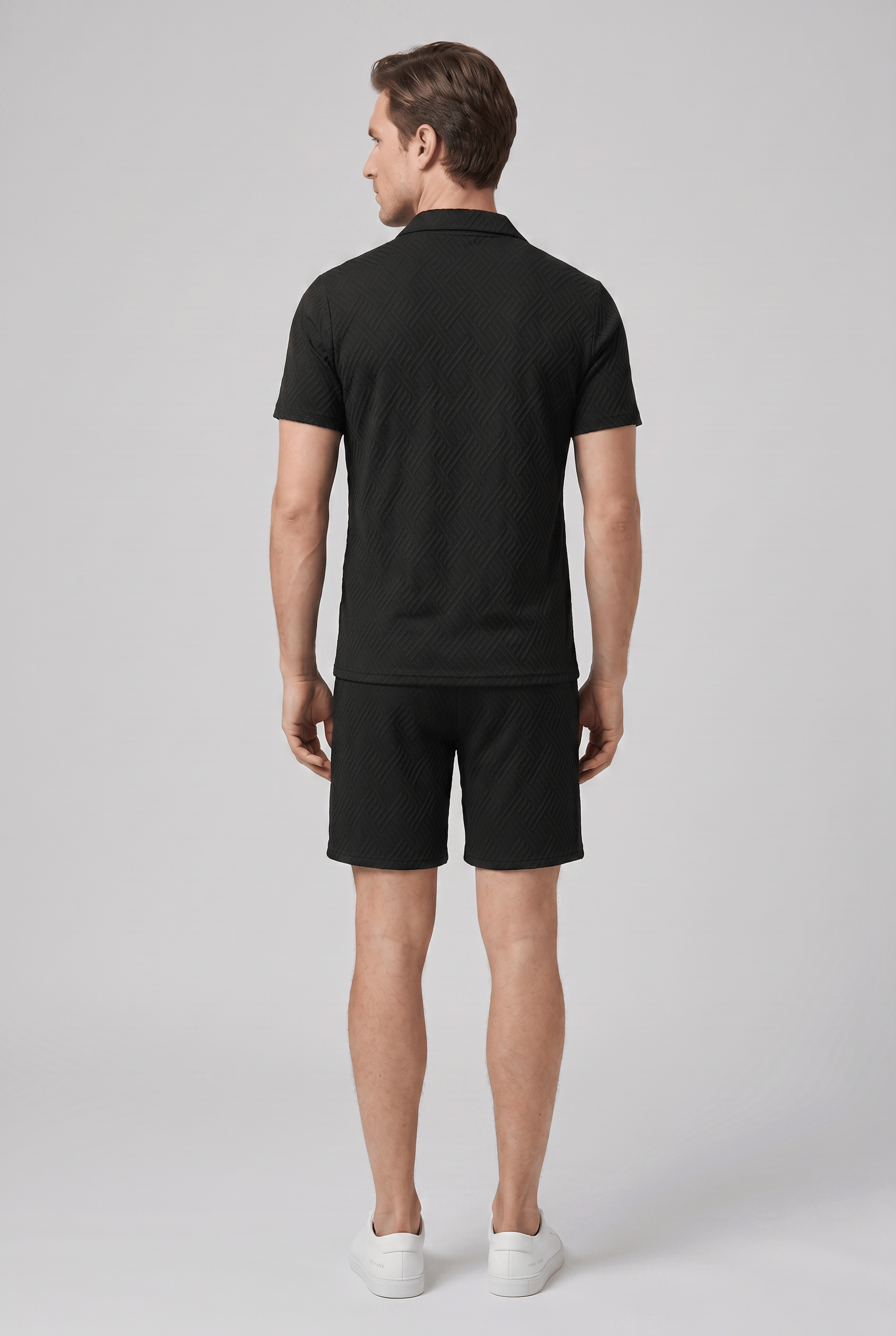 Men’s Geometric Textured Co-Ord Set | Slim Fit